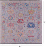 Grey Square Turkish Oushak Handmade Wool Rug - 9' 2" X 9' 4" - Golden Nile