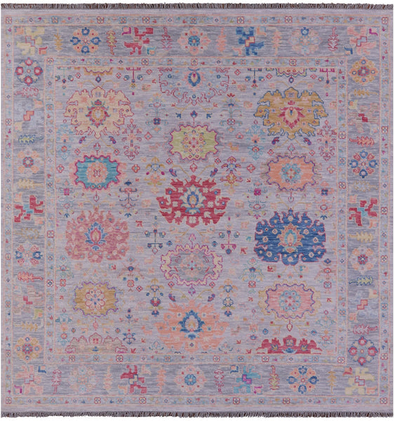 Grey Square Turkish Oushak Handmade Wool Rug - 9' 2" X 9' 4" - Golden Nile