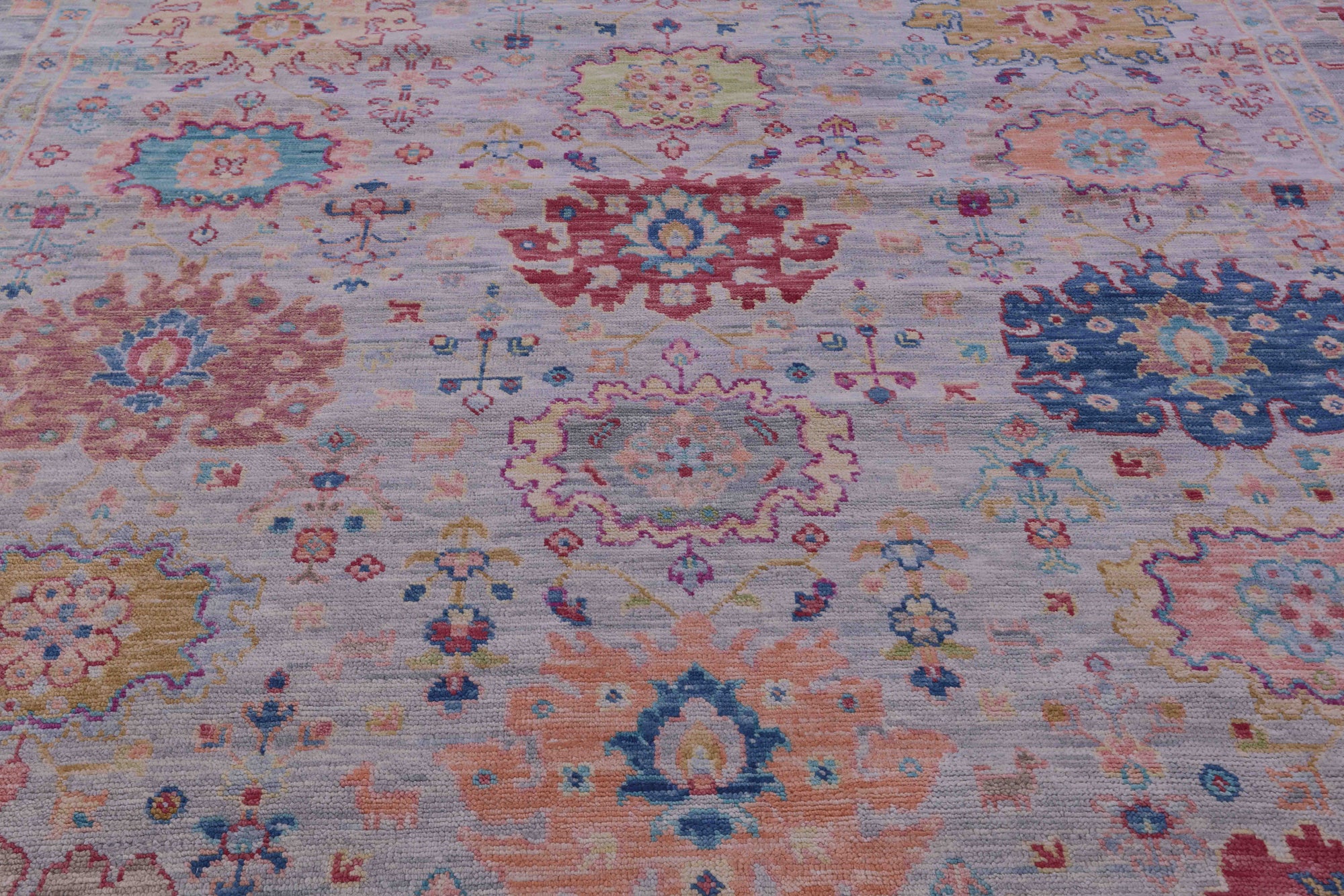 Grey Square Turkish Oushak Handmade Wool Rug - 9' 2" X 9' 4" - Golden Nile