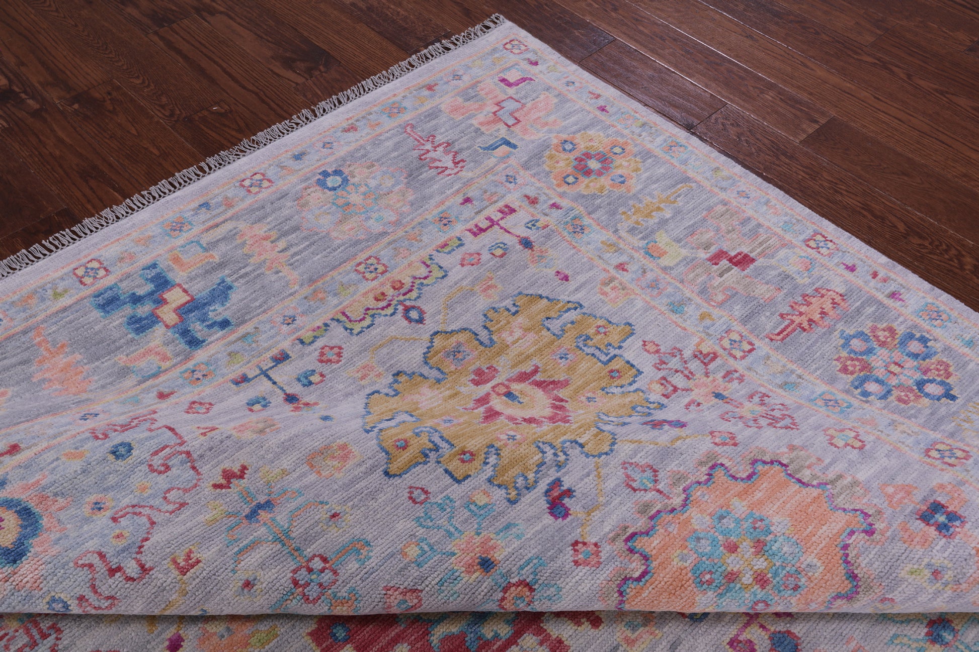 Grey Square Turkish Oushak Handmade Wool Rug - 9' 2" X 9' 4" - Golden Nile