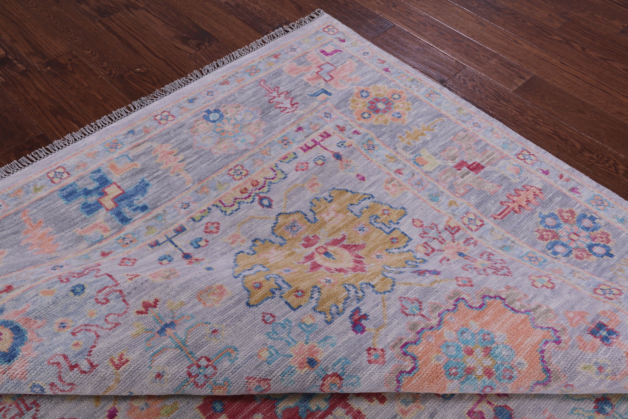 Grey Square Turkish Oushak Handmade Wool Rug - 9' 2" X 9' 4" - Golden Nile