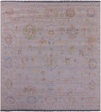 Ivory Square Turkish Oushak Handmade Wool Rug - 7' 9" X 8' 3" - Golden Nile