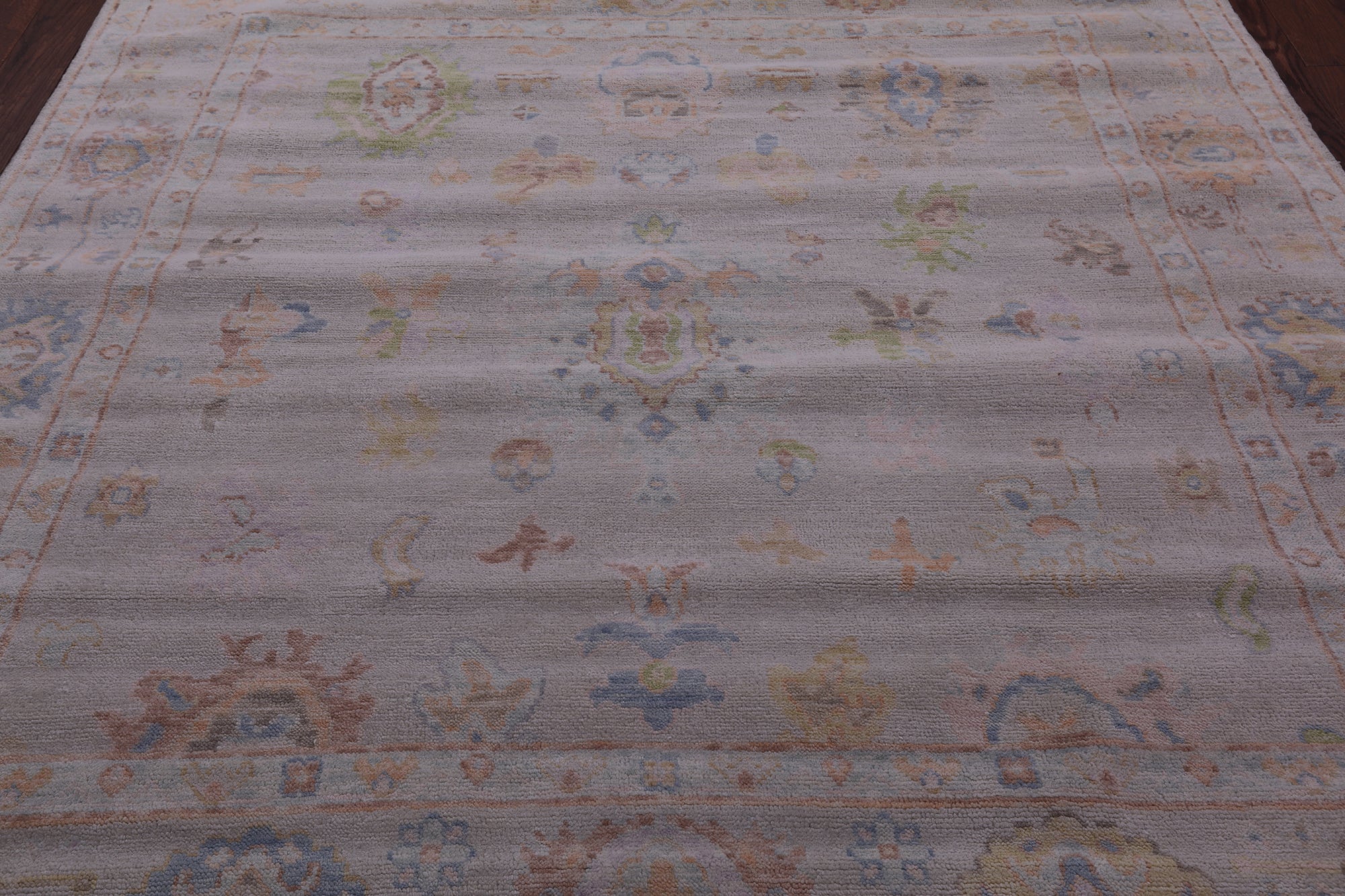 Ivory Square Turkish Oushak Handmade Wool Rug - 7' 9" X 8' 3" - Golden Nile