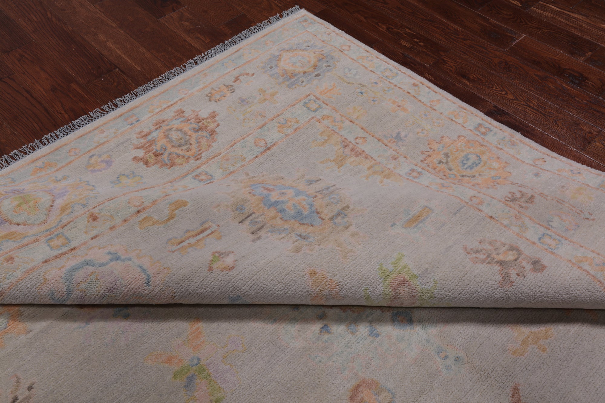 SUPER SALE Ivory Square Turkish Oushak Handmade Wool Rug - 7' 9" X 8' 3"