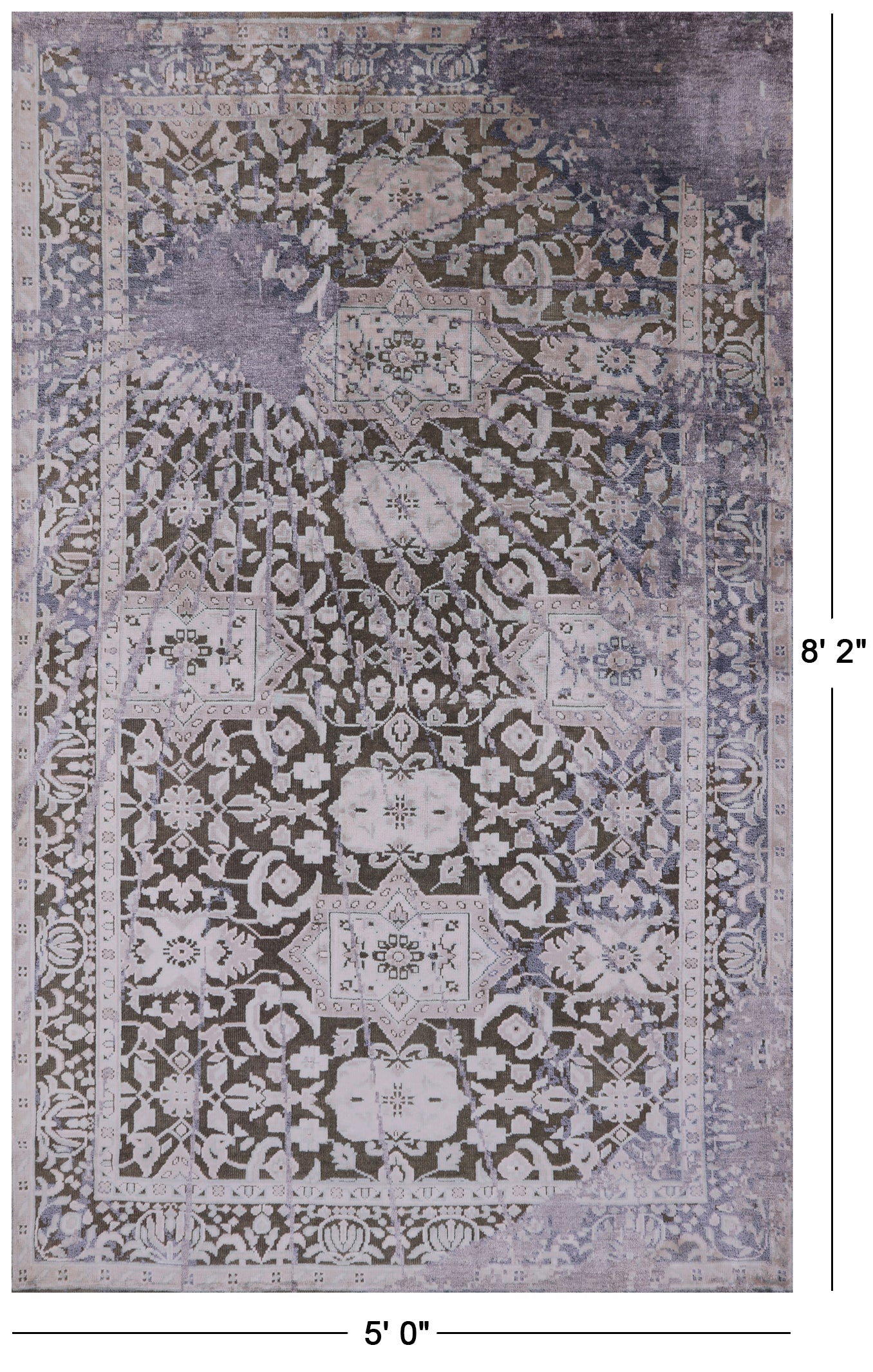 Silk With Oxidized Wool Handmade Area Rug - 5' 0" X 8' 2" - Golden Nile