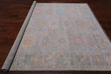 SUPER SALE Silver Square Turkish Oushak Hand Knotted Wool Rug - 7' 11" X 8' 1"