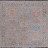SUPER SALE Silver Square Turkish Oushak Hand Knotted Wool Rug - 7' 11" X 8' 1"