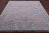 Silver Square Turkish Oushak Hand Knotted Wool Rug - 7' 11" X 8' 1" - Golden Nile
