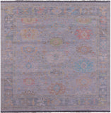 Silver Square Turkish Oushak Hand Knotted Wool Rug - 7' 11" X 8' 1" - Golden Nile