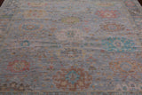 SUPER SALE Silver Square Turkish Oushak Hand Knotted Wool Rug - 7' 11" X 8' 1"