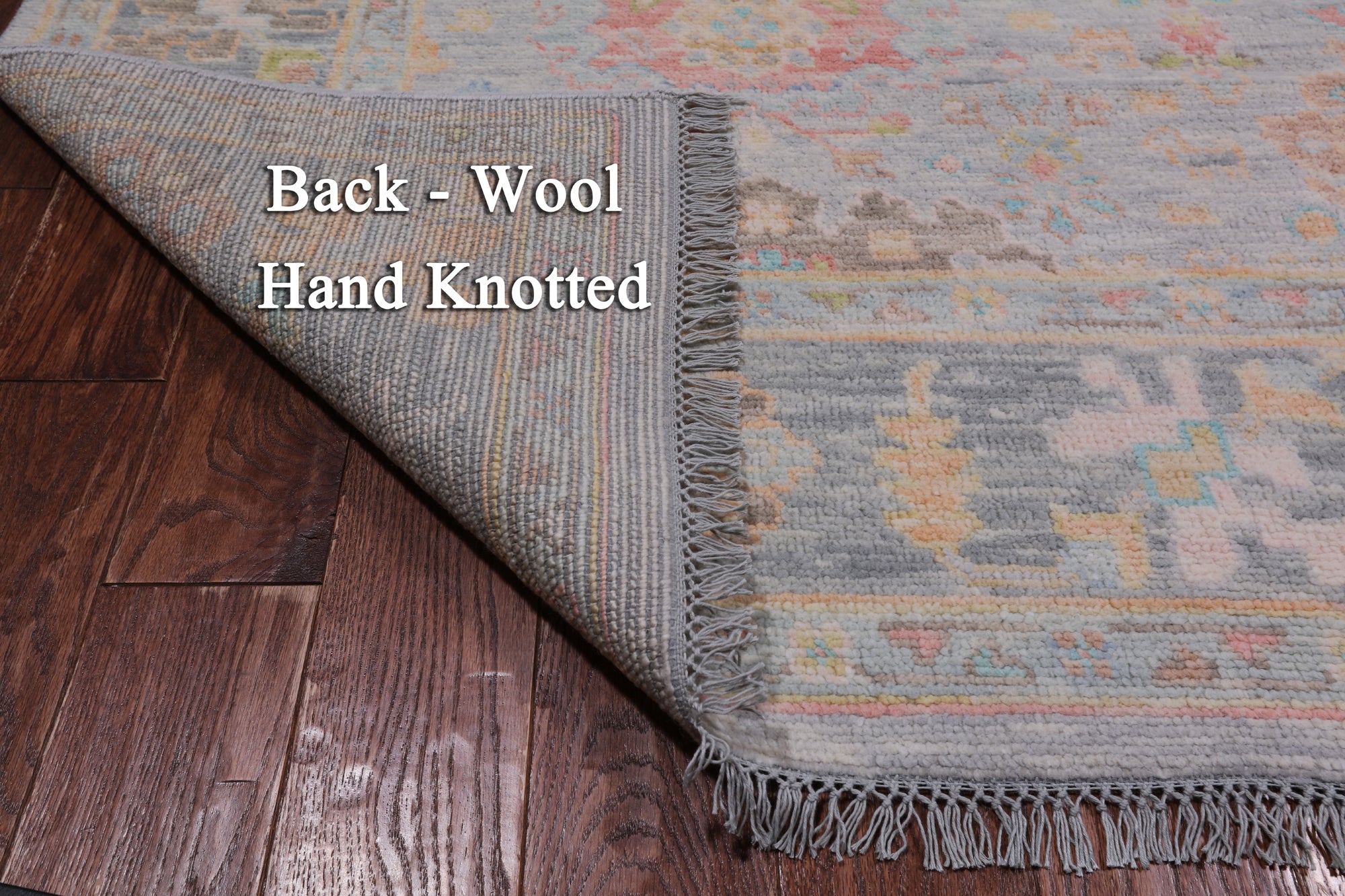 SUPER SALE Silver Square Turkish Oushak Hand Knotted Wool Rug - 7' 11" X 8' 1"