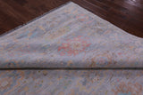 Silver Square Turkish Oushak Hand Knotted Wool Rug - 7' 11" X 8' 1" - Golden Nile