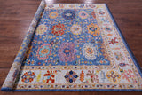 Blue Square Turkish Oushak Hand Knotted Wool Rug - 8' 1" X 8' 1" - Golden Nile