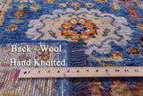 Blue Square Turkish Oushak Hand Knotted Wool Rug - 8' 1" X 8' 1" - Golden Nile