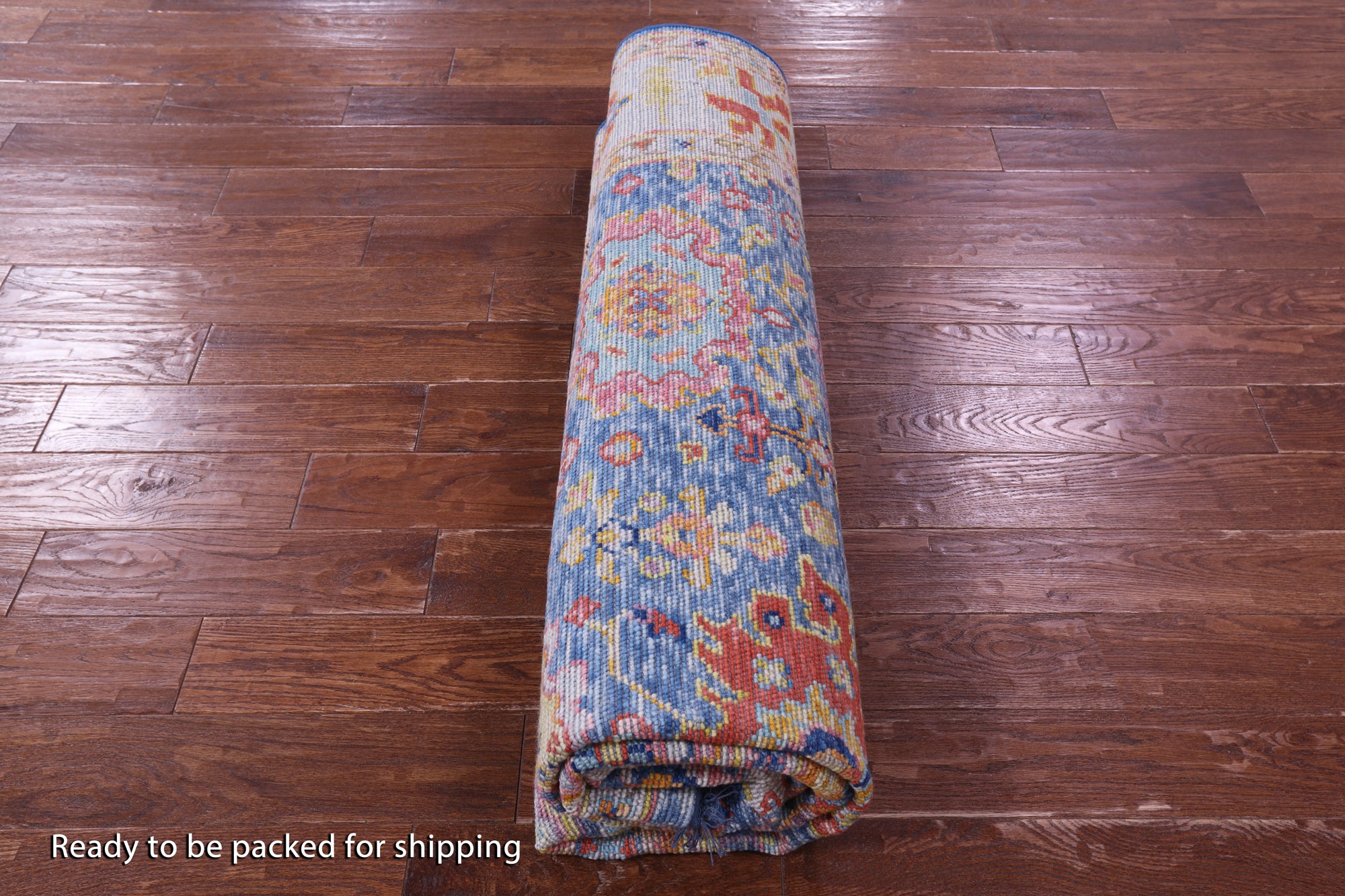 Blue Square Turkish Oushak Hand Knotted Wool Rug - 8' 1" X 8' 1" - Golden Nile