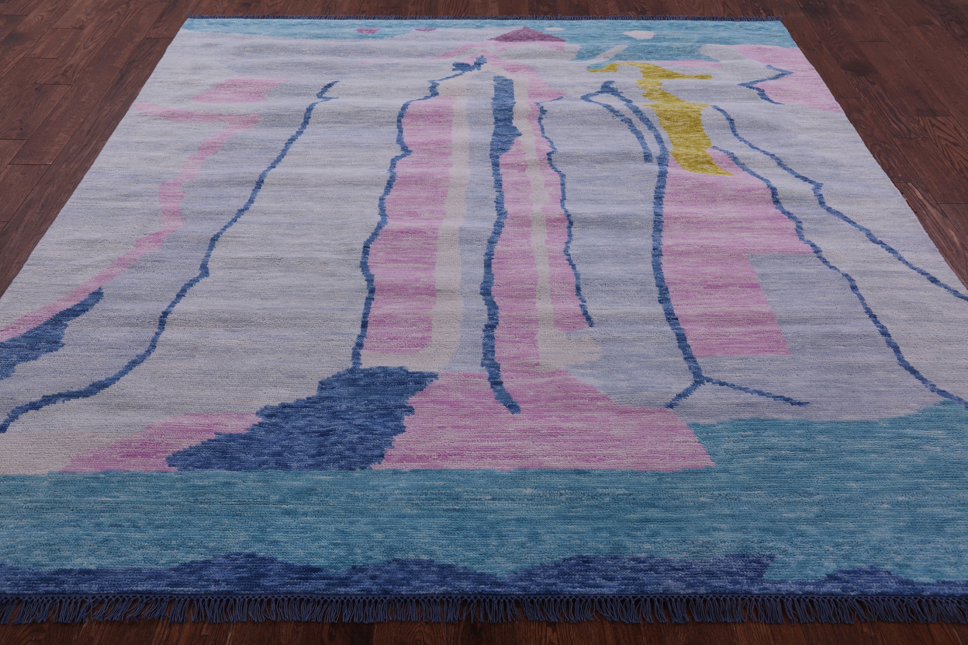 Square Tribal Moroccan Hand Knotted Wool Rug - 8' 1" X 8' 1" - Golden Nile