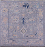Grey Square Turkish Oushak Hand Knotted Wool Rug - 8' 0" X 8' 2" - Golden Nile