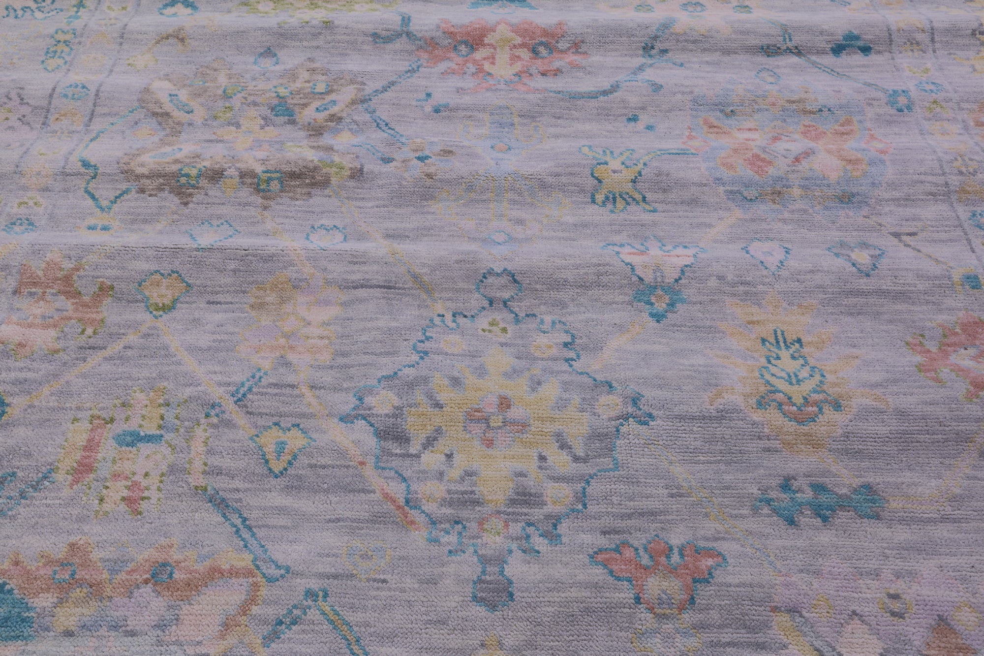 Silver Square Turkish Oushak Hand Knotted Wool Rug - 7' 11" X 8' 0" - Golden Nile