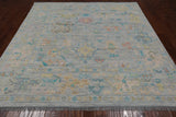 SUPER SALE Silver Square Turkish Oushak Hand Knotted Wool Rug - 7' 11" X 8' 0"