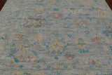 SUPER SALE Silver Square Turkish Oushak Hand Knotted Wool Rug - 7' 11" X 8' 0"