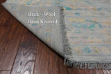 SUPER SALE Silver Square Turkish Oushak Hand Knotted Wool Rug - 7' 11" X 8' 0"