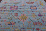 Blue Square Turkish Oushak Hand Knotted Wool Rug - 8' 1" X 8' 2" - Golden Nile