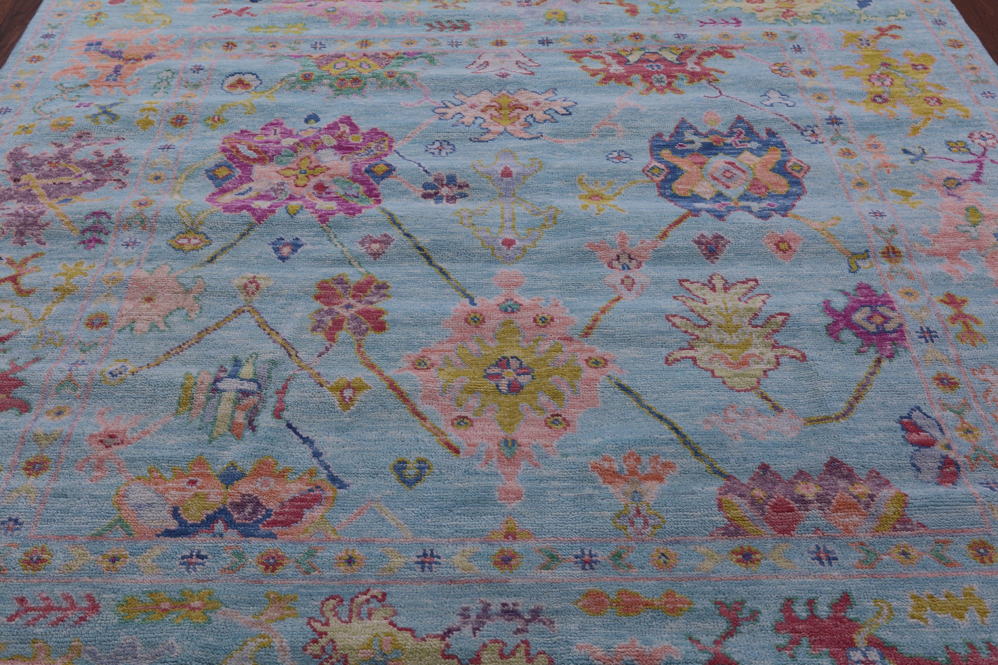 Blue Square Turkish Oushak Hand Knotted Wool Rug - 8' 1" X 8' 2" - Golden Nile