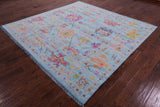 Blue Square Turkish Oushak Hand Knotted Wool Rug - 8' 1" X 8' 2" - Golden Nile