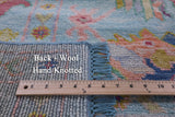 Blue Square Turkish Oushak Hand Knotted Wool Rug - 8' 1" X 8' 2" - Golden Nile