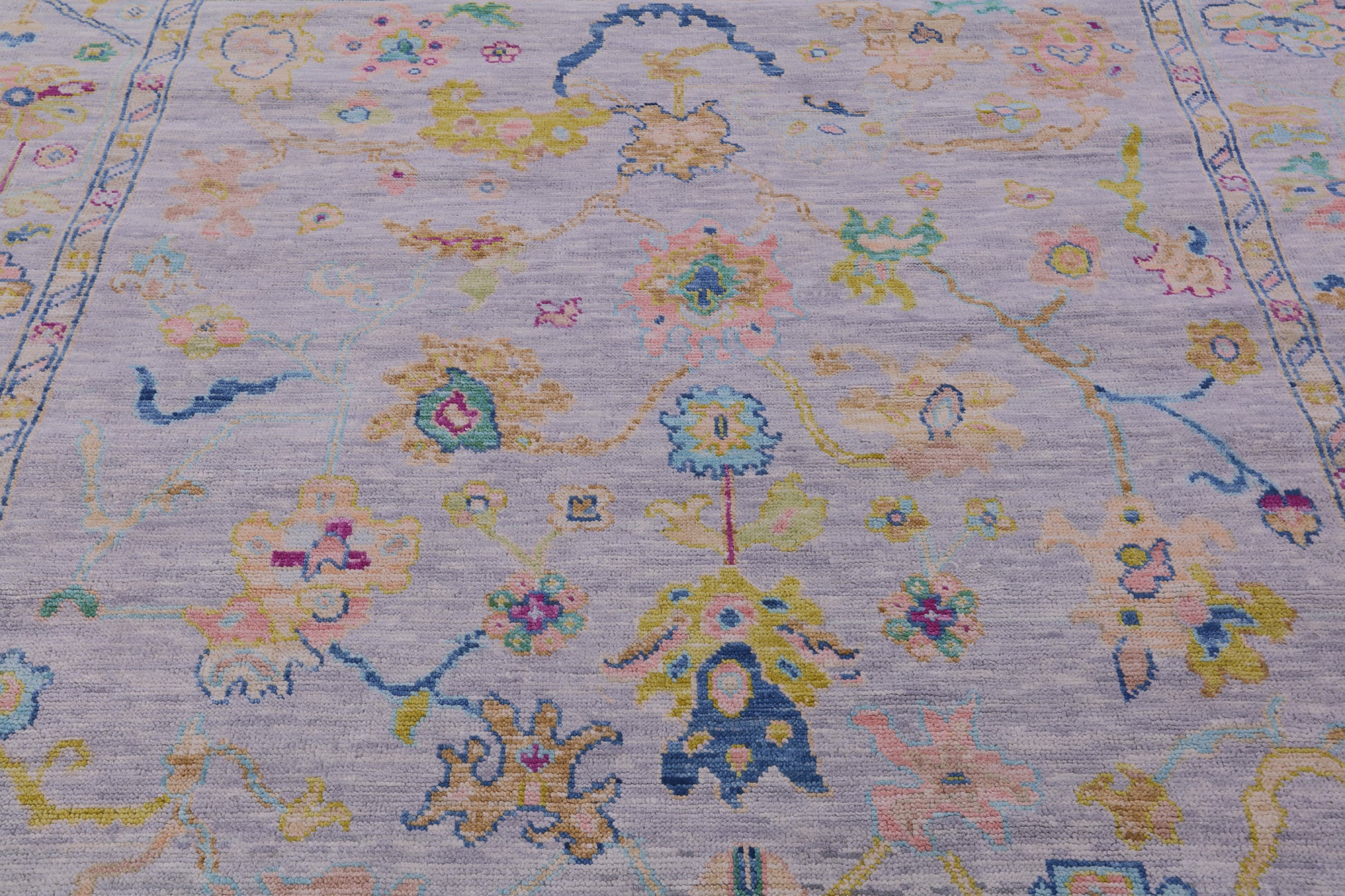 Silver Square Turkish Oushak Hand Knotted Wool Rug - 8' 0" X 8' 1" - Golden Nile