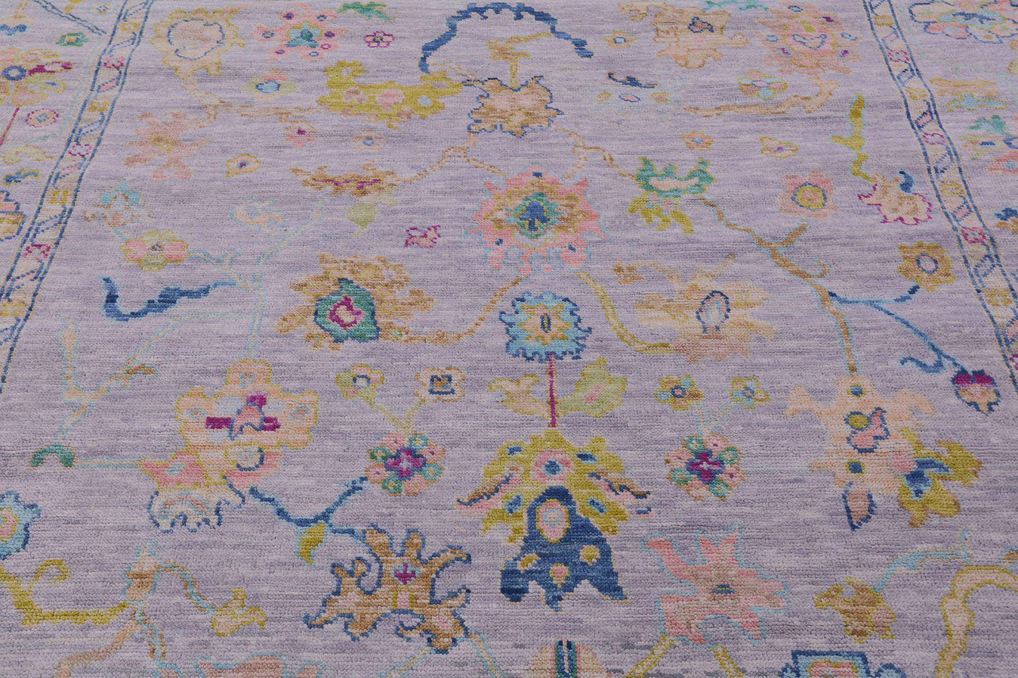 Silver Square Turkish Oushak Hand Knotted Wool Rug - 8' 0" X 8' 1" - Golden Nile