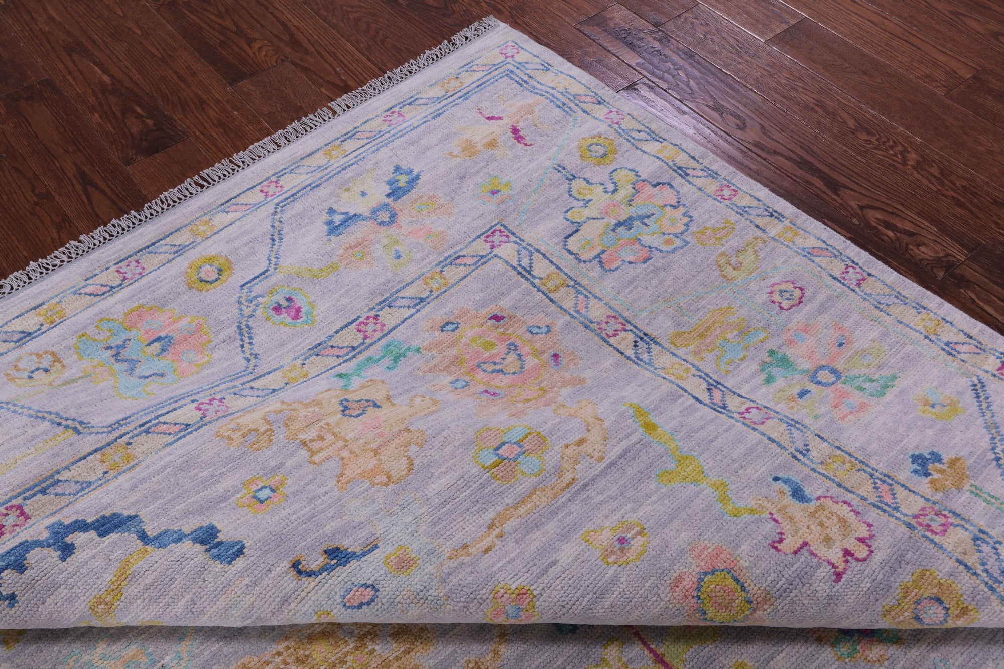 Silver Square Turkish Oushak Hand Knotted Wool Rug - 8' 0" X 8' 1" - Golden Nile