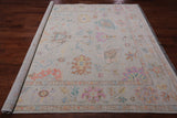 SUPER SALE Ivory Square Turkish Oushak Hand Knotted Wool Rug - 7' 10" X 8' 0"