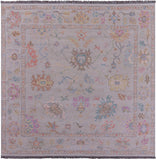 Ivory Square Turkish Oushak Hand Knotted Wool Rug - 7' 10" X 8' 0" - Golden Nile