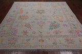 SUPER SALE Ivory Square Turkish Oushak Hand Knotted Wool Rug - 7' 10" X 8' 0"