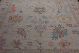SUPER SALE Ivory Square Turkish Oushak Hand Knotted Wool Rug - 7' 10" X 8' 0"