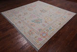SUPER SALE Ivory Square Turkish Oushak Hand Knotted Wool Rug - 7' 10" X 8' 0"