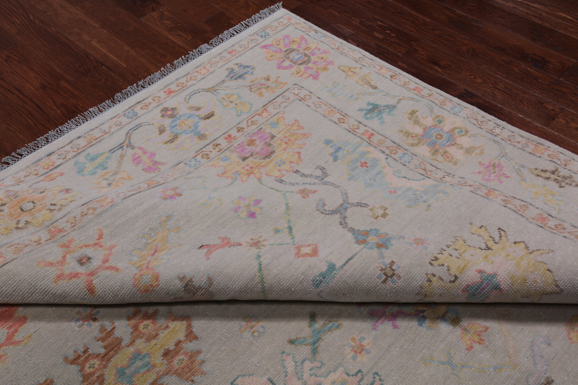 SUPER SALE Ivory Square Turkish Oushak Hand Knotted Wool Rug - 7' 10" X 8' 0"