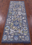 Grey Turkish Oushak Hand Knotted Wool Runner Rug - 2' 9" X 7' 7" - Golden Nile
