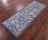 Grey Turkish Oushak Hand Knotted Wool Runner Rug - 2' 9" X 7' 7" - Golden Nile