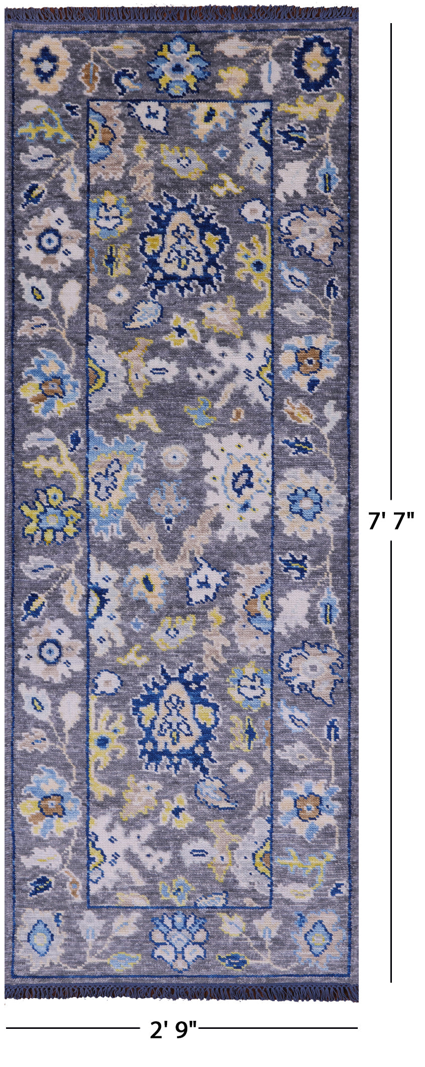 Grey Turkish Oushak Hand Knotted Wool Runner Rug - 2' 9" X 7' 7" - Golden Nile
