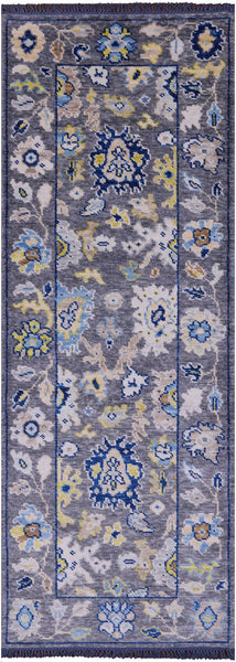 Grey Turkish Oushak Hand Knotted Wool Runner Rug - 2' 9" X 7' 7" - Golden Nile