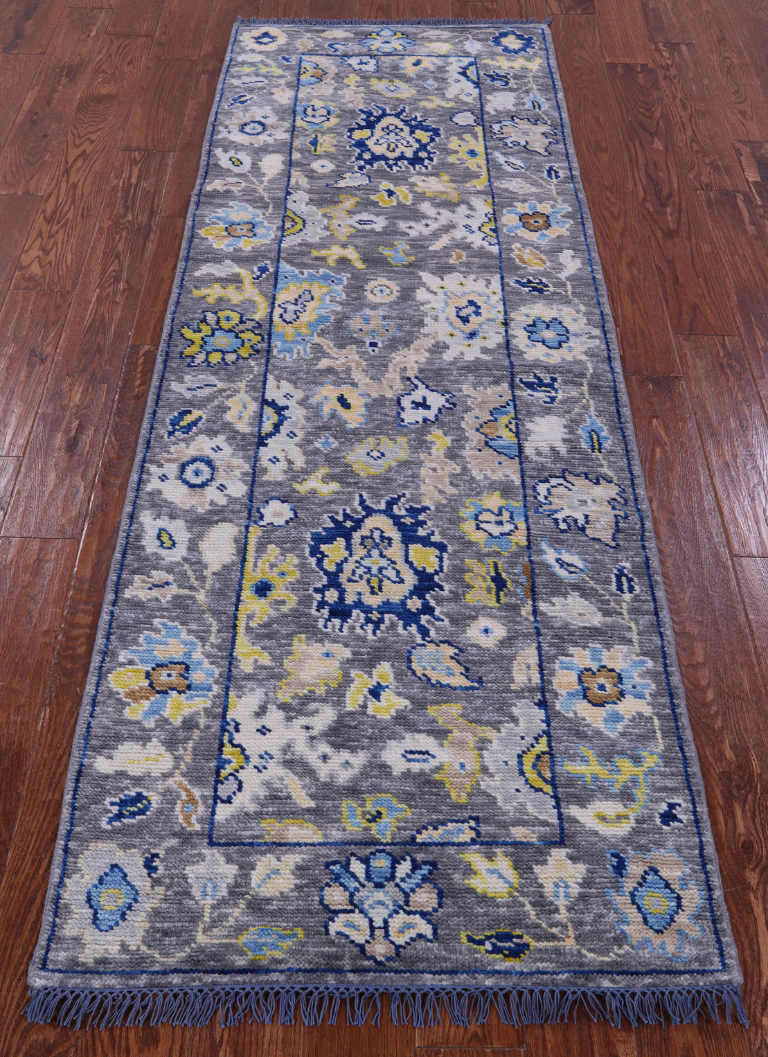 Grey Turkish Oushak Hand Knotted Wool Runner Rug - 2' 9" X 7' 9" - Golden Nile