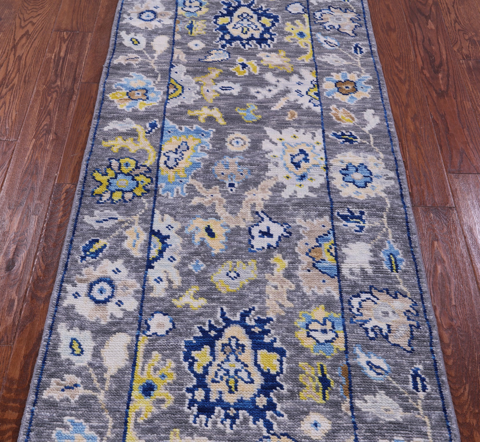 Grey Turkish Oushak Hand Knotted Wool Runner Rug - 2' 9" X 7' 9" - Golden Nile