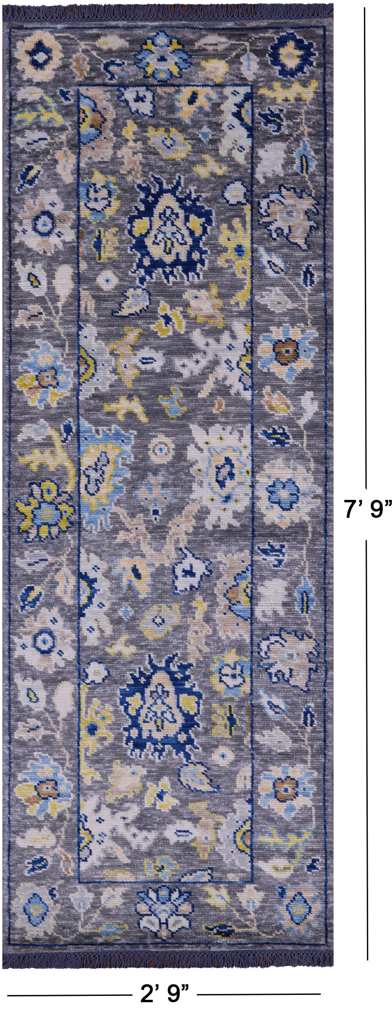 Grey Turkish Oushak Hand Knotted Wool Runner Rug - 2' 9" X 7' 9" - Golden Nile