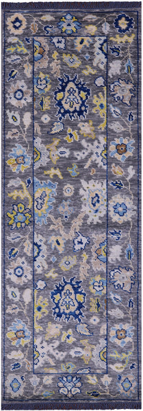 Grey Turkish Oushak Hand Knotted Wool Runner Rug - 2' 9" X 7' 9" - Golden Nile