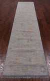 SUPER SALE Silver Turkish Oushak Hand Knotted Wool Runner Rug - 2' 7" X 11' 10"
