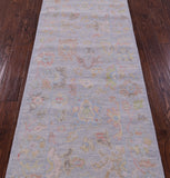 Silver Turkish Oushak Handmade Wool Runner Rug - 2' 7" X 11' 10" - Golden Nile