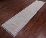 SUPER SALE Silver Turkish Oushak Handmade Wool Runner Rug - 2' 7" X 11' 10"