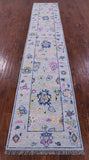 Light Blue Turkish Oushak Hand Knotted Wool Runner Rug - 2' 7" X 13' 5" - Golden Nile